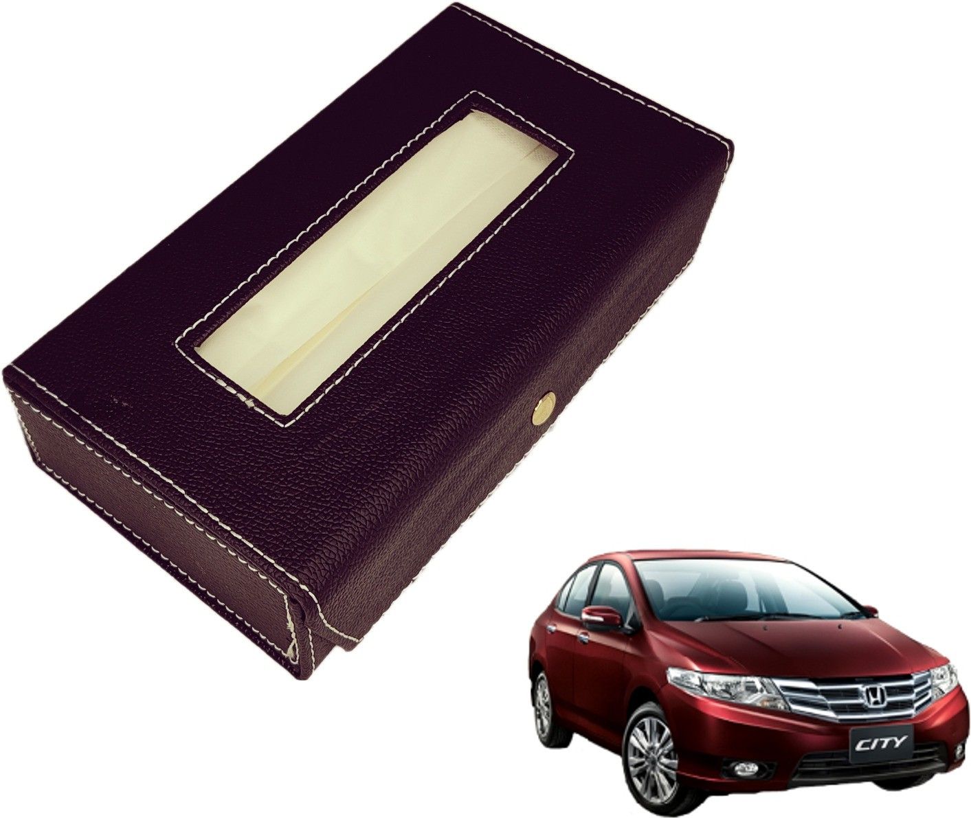 Basic-Black Tissue Box Leatherette-59 Vehicle Tissue Dispenser-image-6