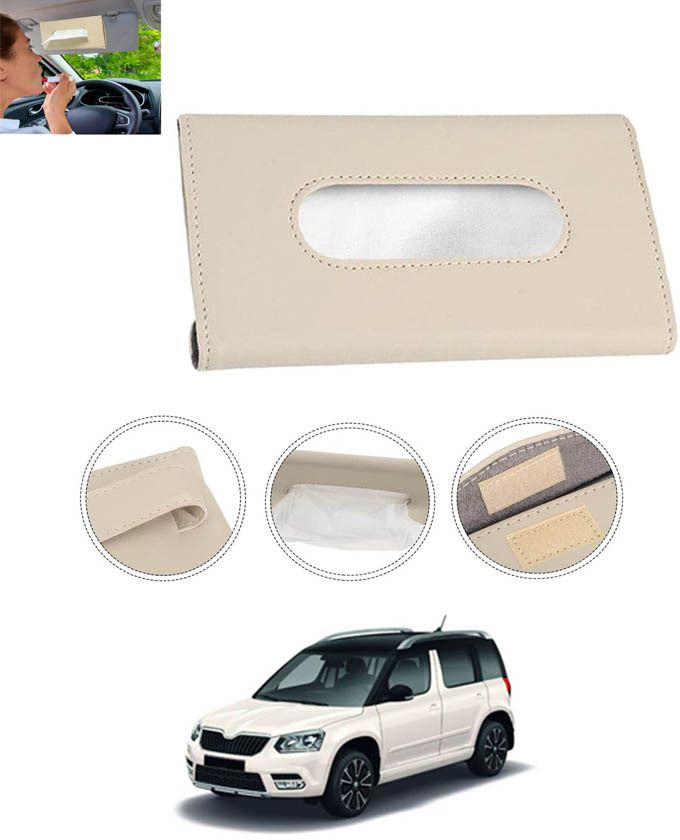 monolive Beige Leatherite Rectangle Shape Fancy Design Tissue Dispencer For Car-255 Vehicle Tissue Dispenser-picture-20