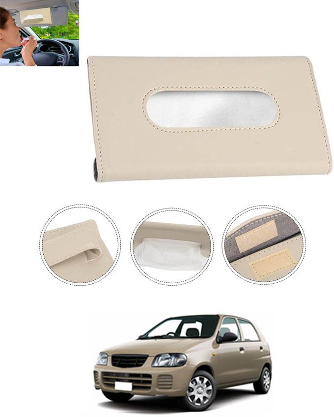monolive Beige Leatherite Rectangle Shape Fancy Design Tissue Dispencer For Car-89 Vehicle Tissue Dispenser-picture-11