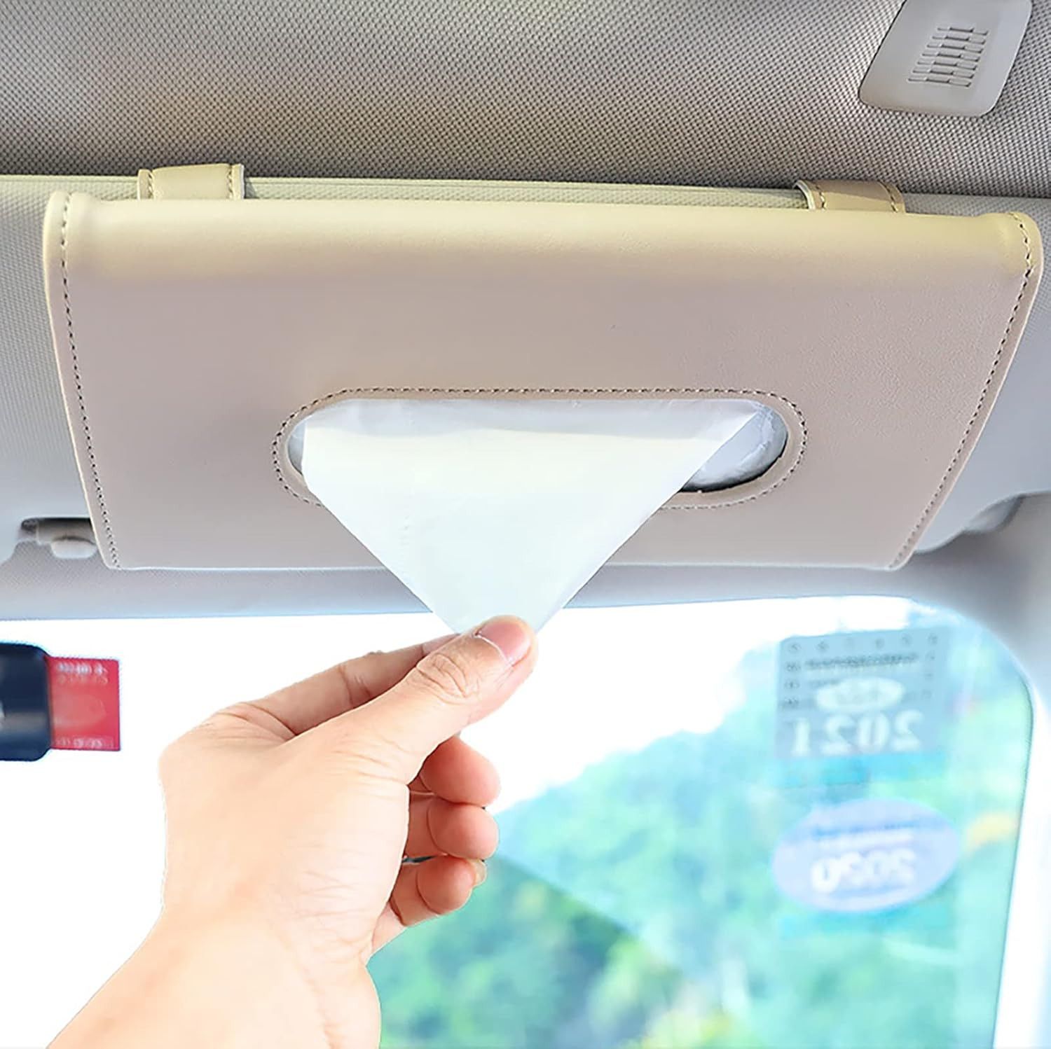 Leather Car Tissue Holder, Sun Visor Napkin Holder, Car Visor Tissue Holder Vehicle Tissue Dispenser-image-16