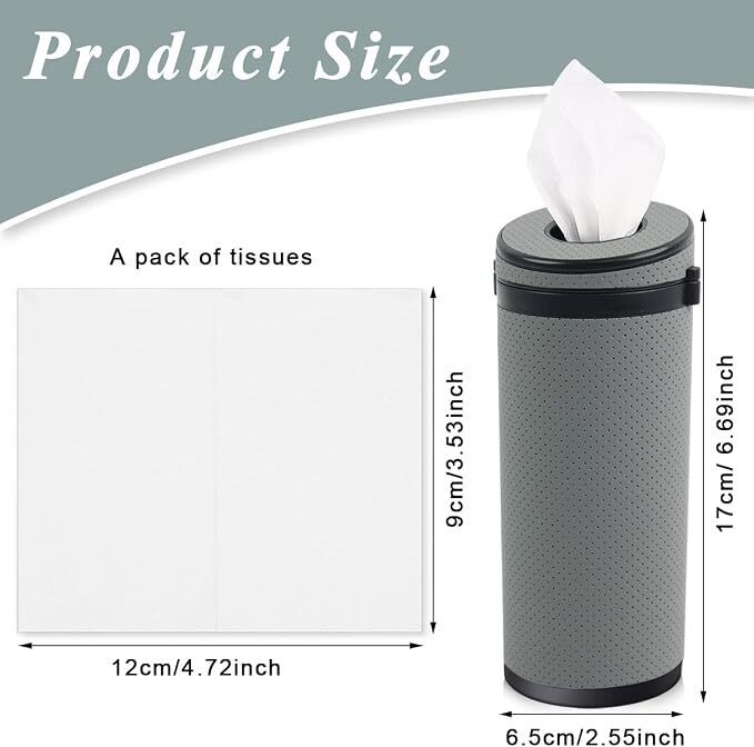 jiyanecommerce Cylindrical PU leather car tissue box for cup holder Vehicle Tissue Dispenser-picture-26