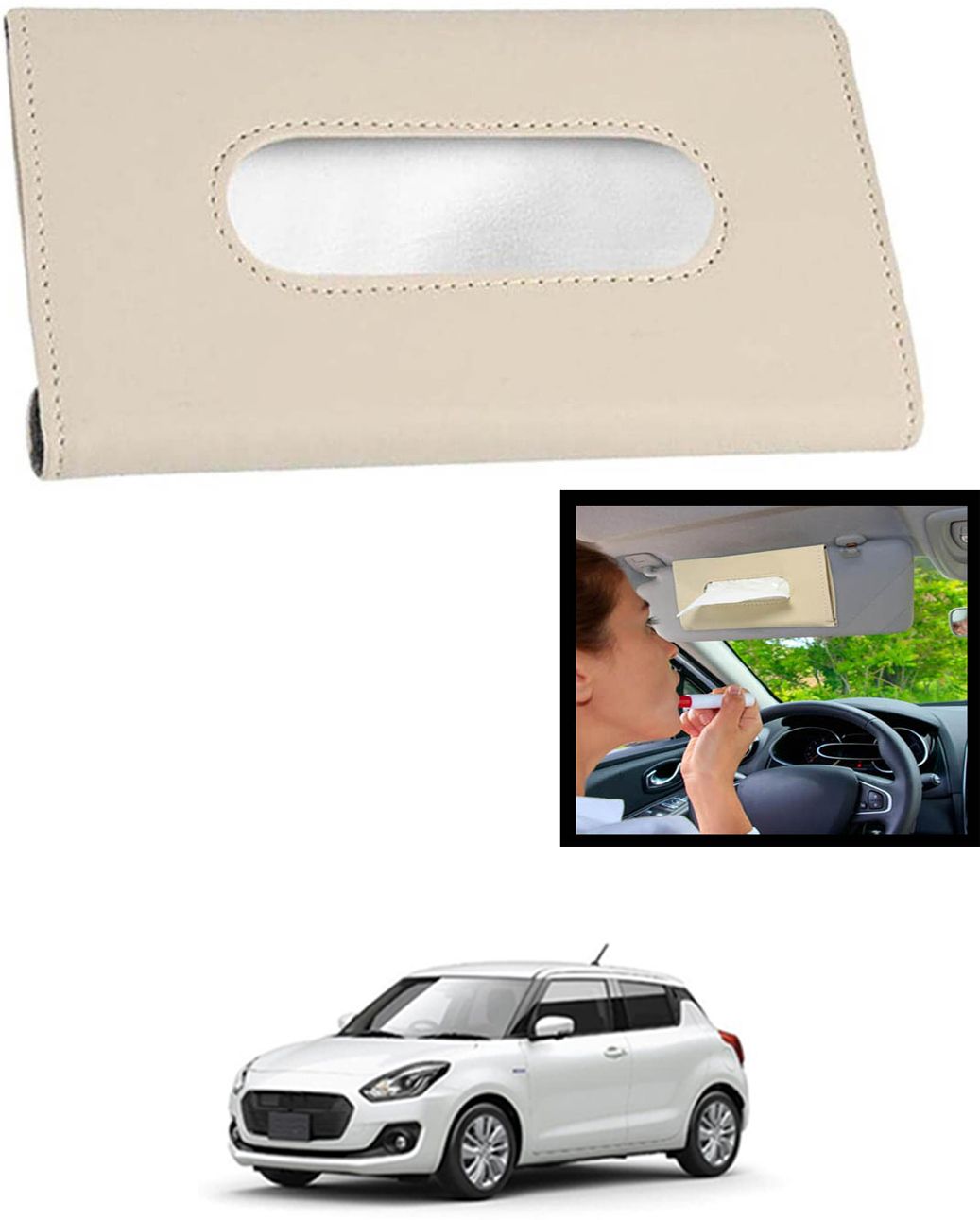 maties Universal Leatherite Rectangle Beige Tissue Box For Car/office/Home-258 Vehicle Tissue Dispenser-picture-36