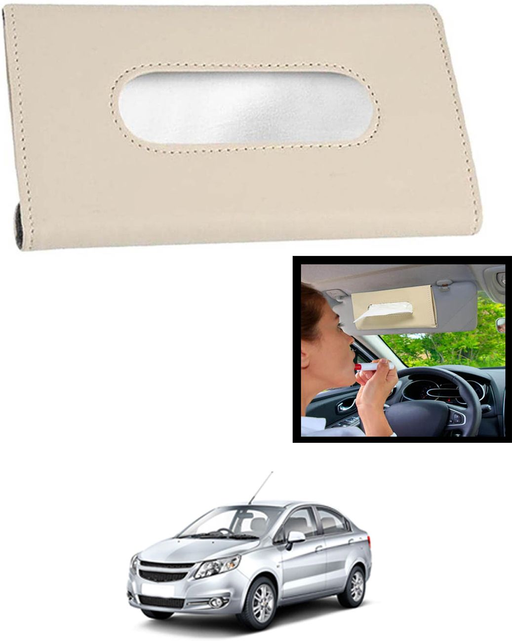 maties Universal Leatherite Rectangle Beige Tissue Box For Car/office/Home-235 Vehicle Tissue Dispenser-picture-38