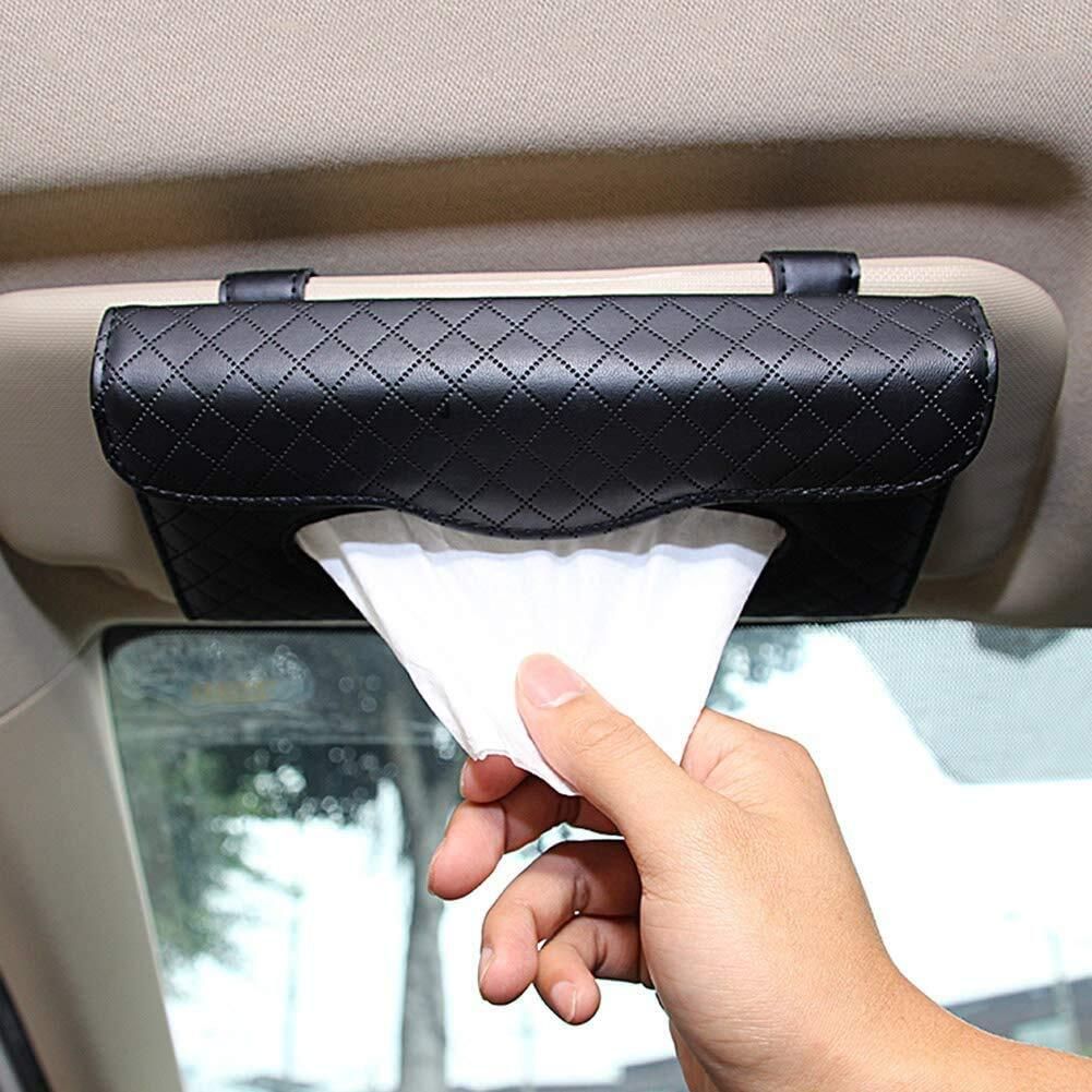 PU Leather Car Sun Visor Back Seat Tissue Napkin Box Holder C Vehicle Tissue Dispenser