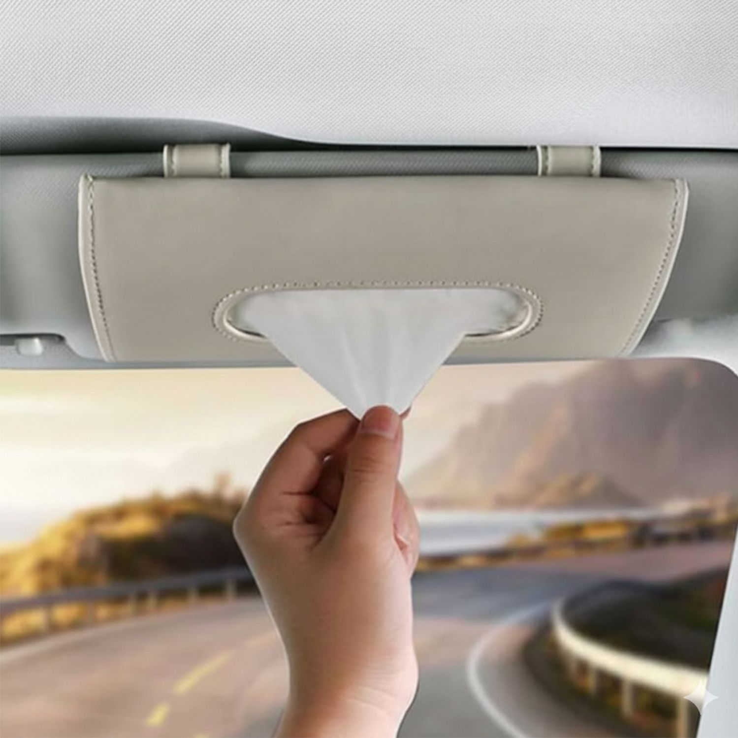 Car Tissue Holder Faux Leather Sun Visor Box Holder Vehicle Tissue Dispenser