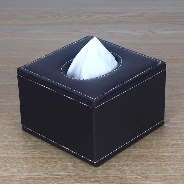 naama Premium Faux Leather Square Tissue Box Cover, Decorative Facial Tissue Holder Vehicle Tissue Dispenser-picture-1