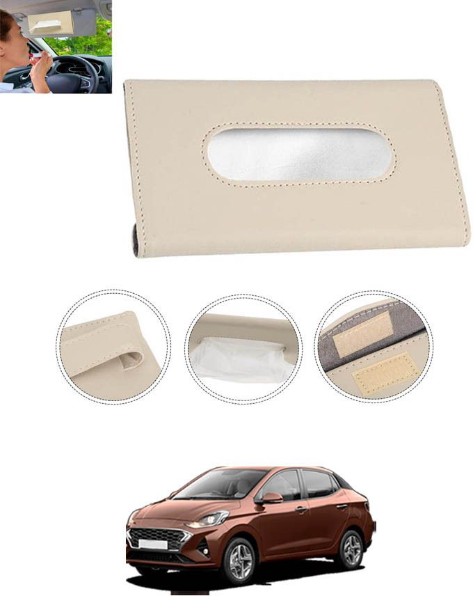 Universal Leatherite Beige Rectangle Tissue Paper Box/Dispencer For Car-26 Vehicle Tissue Dispenser-image-13