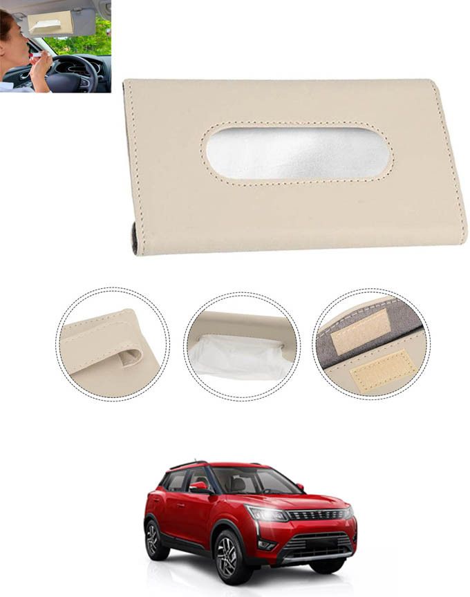 Beige Leatherite Rectangle Shape Fancy Design Tissue Dispencer For Car-246 Vehicle Tissue Dispenser-image-42