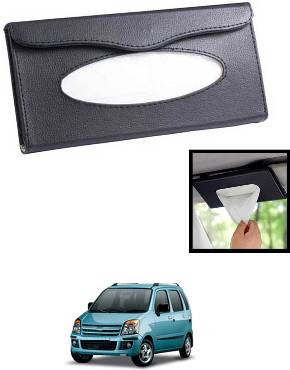 maties Universal Lightweight/Waterproof Leatherite Rectangle Black Tissue For Car-304 Vehicle Tissue Dispenser-picture-49