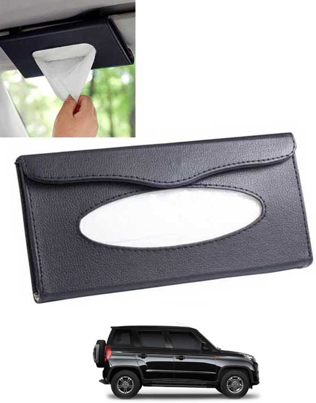 monolive Black Leatherite Rectangle Shape Fancy Design Tissue Dispencer For Car-265 Vehicle Tissue Dispenser-picture-18