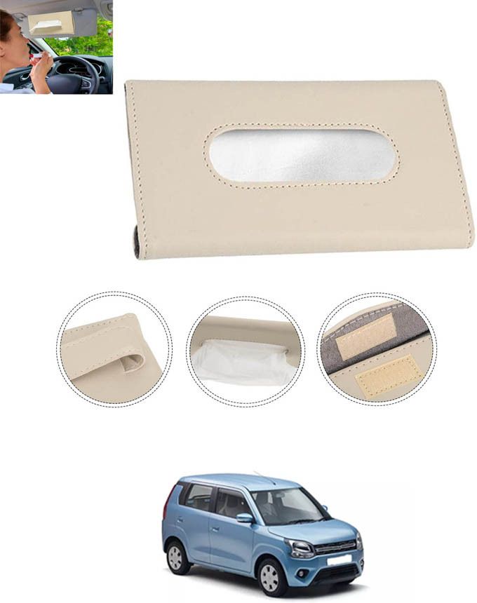 Universal Leatherite Beige Rectangle Tissue Paper Box/Dispencer For Car-305 Vehicle Tissue Dispenser-image-7