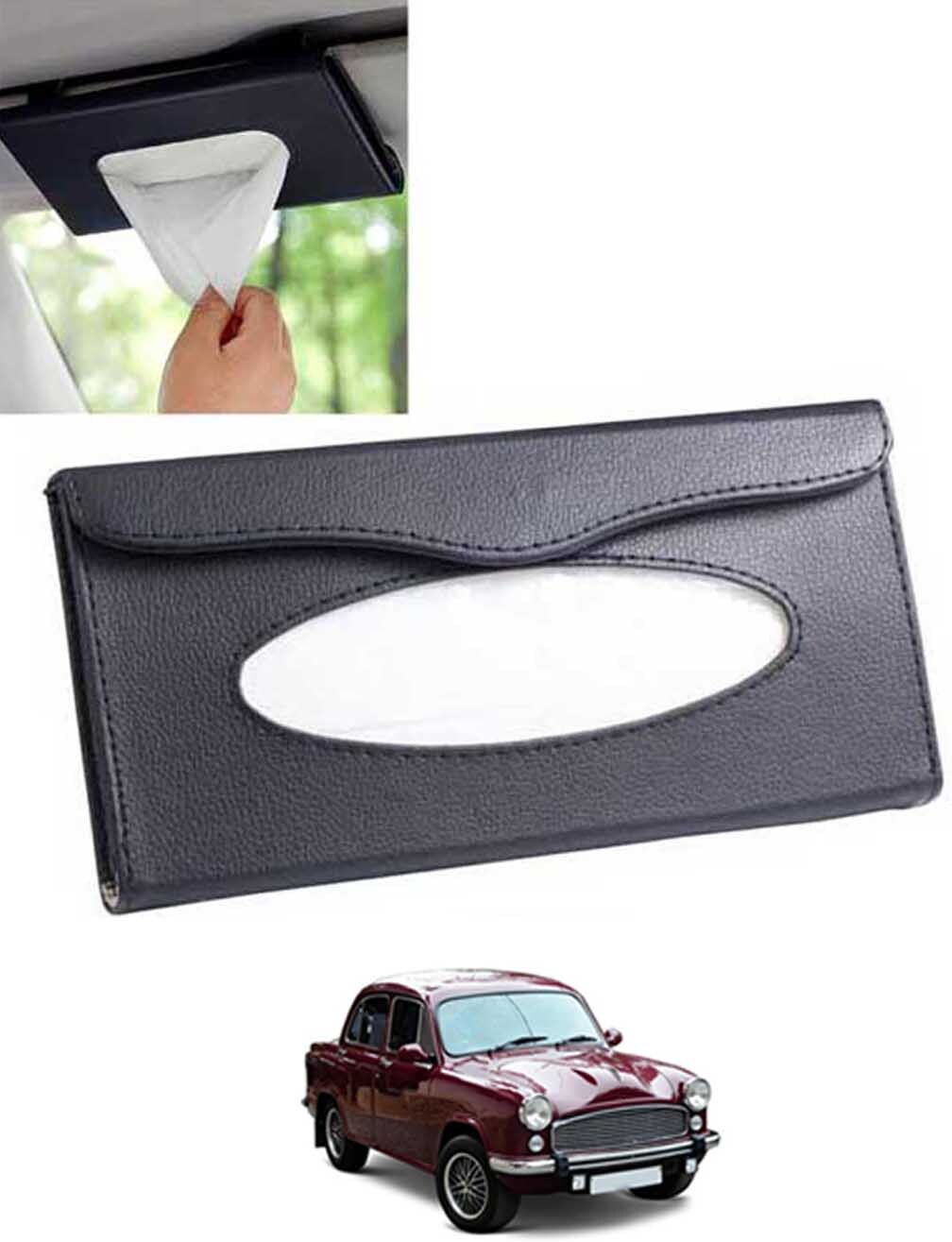 Universal Leatherite Black Rectangle Tissue Paper Box/Dispencer For Car-20 Vehicle Tissue Dispenser-image-9