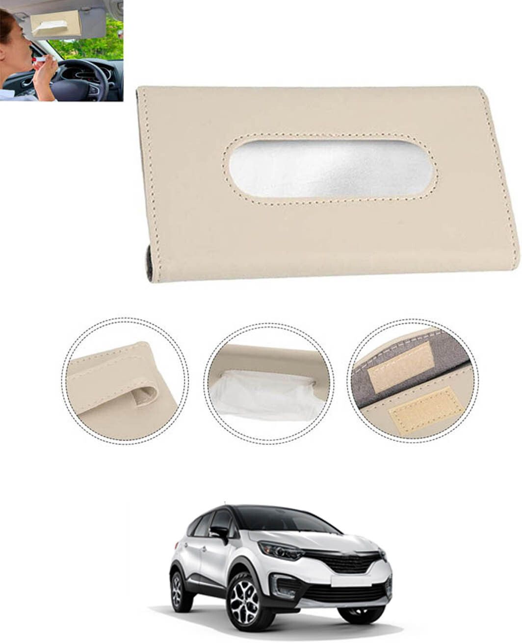 Universal Leatherite Beige Rectangle Tissue Paper Box/Dispencer For Car-49 Vehicle Tissue Dispenser-image-14