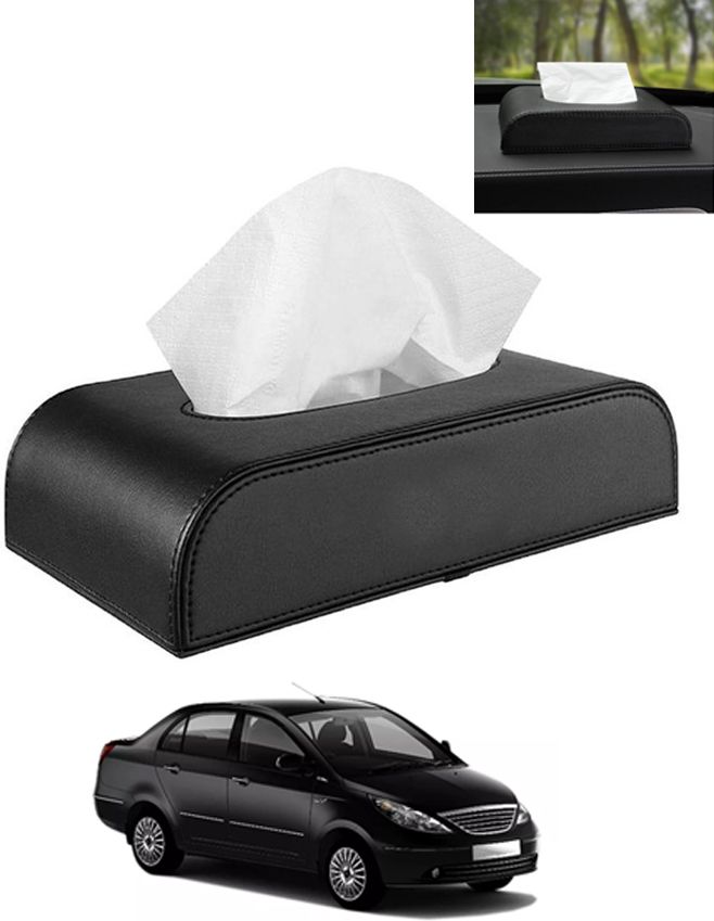 Black Tissue Holder Leatherite/Include Tissue/Save Space For Home/Car/Office-147 Vehicle Tissue Dispenser-image-18