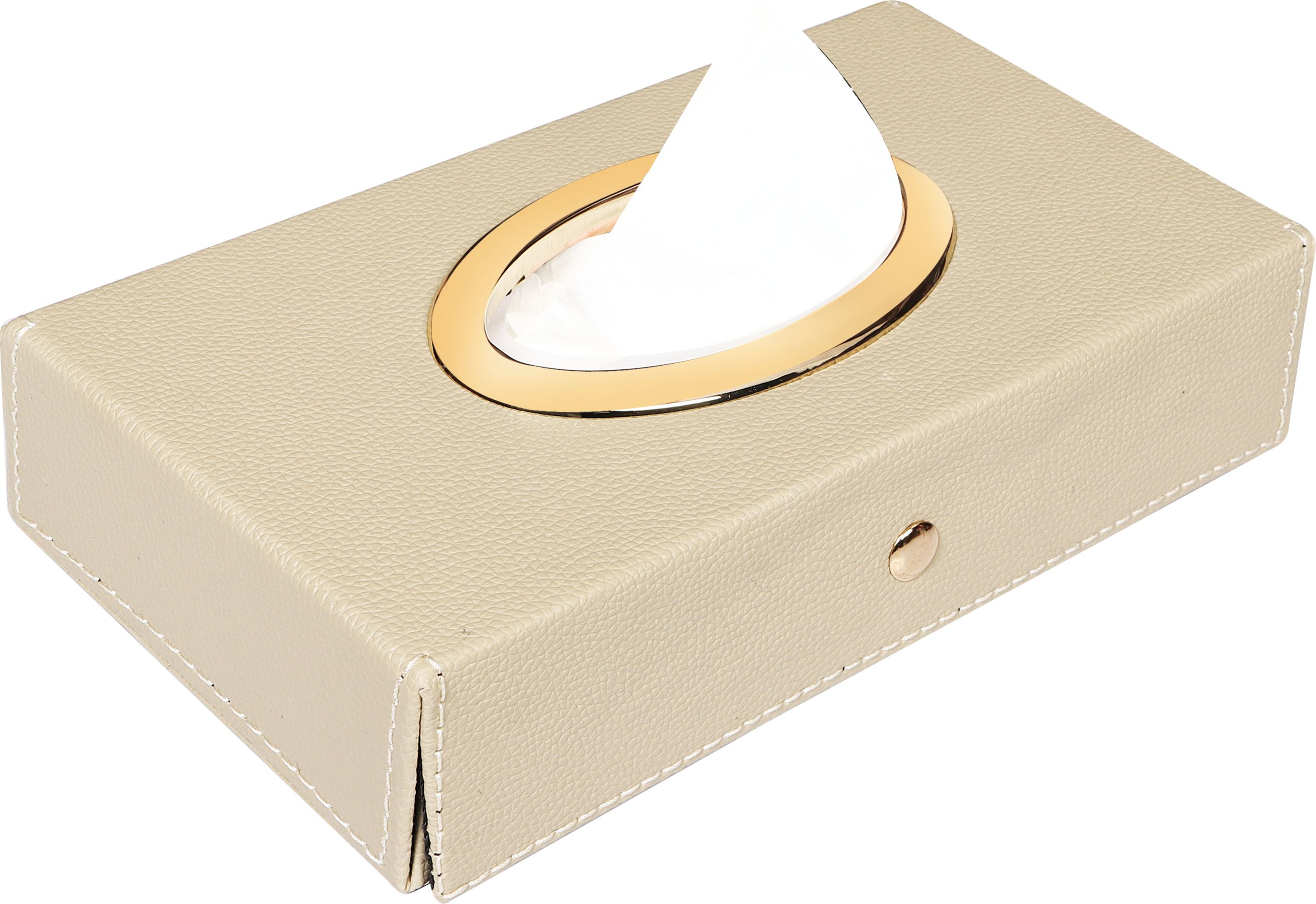 Beige Tissue Box Leatherette Vehicle Tissue Dispenser