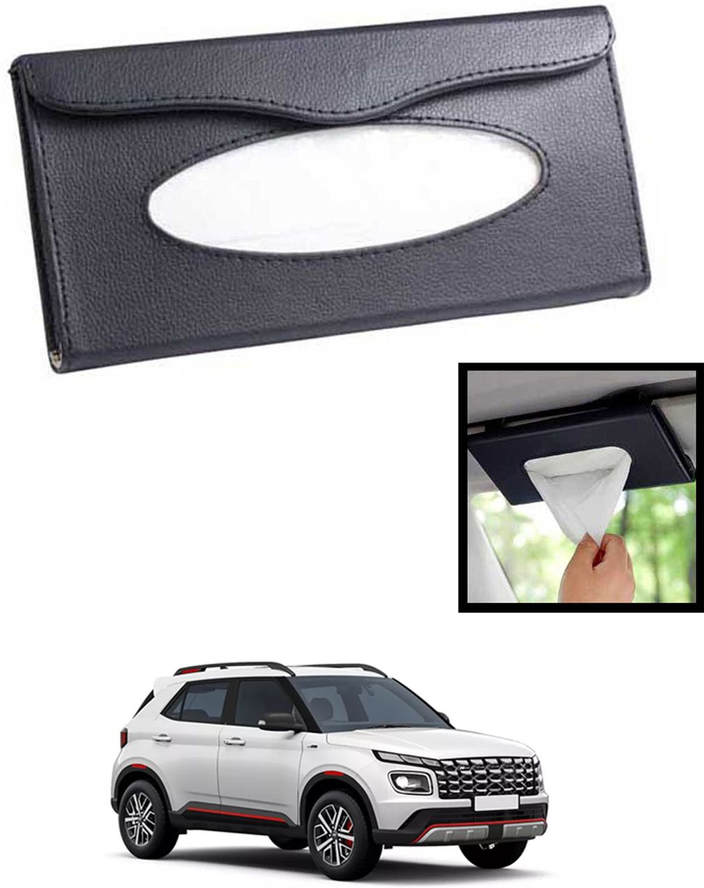 maties Universal Lightweight/Waterproof Leatherite Rectangle Black Tissue For Car-289 Vehicle Tissue Dispenser-picture-12