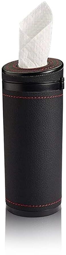 Luxury PU Leather Round Car Tissue Paper Holder Car Tissues Box Vehicle Tissue Dispenser-image-19