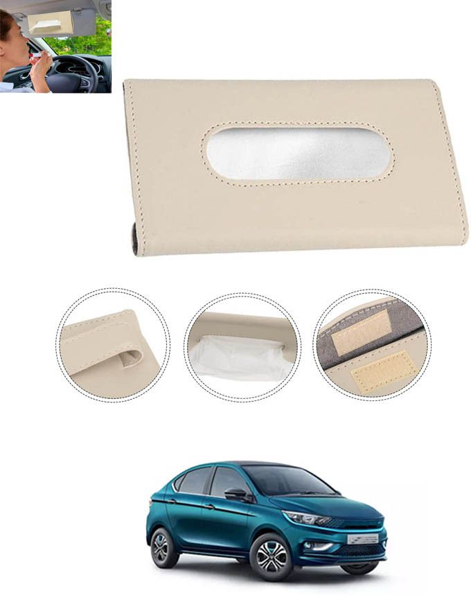 monolive Beige Leatherite Rectangle Shape Fancy Design Tissue Dispencer For Car-193 Vehicle Tissue Dispenser-picture-12