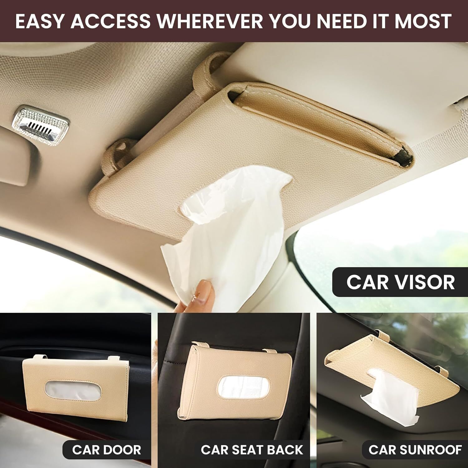 enmora Car Tissue Holder, Sun Visor Napkin Holder, Car Visor Tissue X18 Vehicle Tissue Dispenser-picture-5