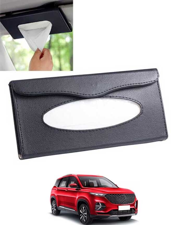 Black Leatherite Rectangle Shape Fancy Design Tissue Dispencer For Car-42 Vehicle Tissue Dispenser-image-16