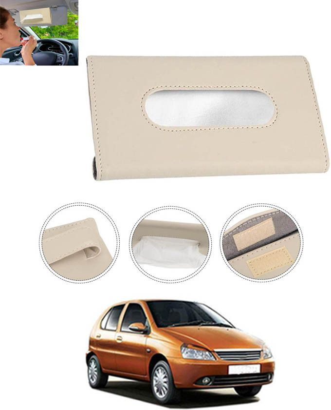 Universal Leatherite Beige Rectangle Tissue Paper Box/Dispencer For Car-149 Vehicle Tissue Dispenser-image-34