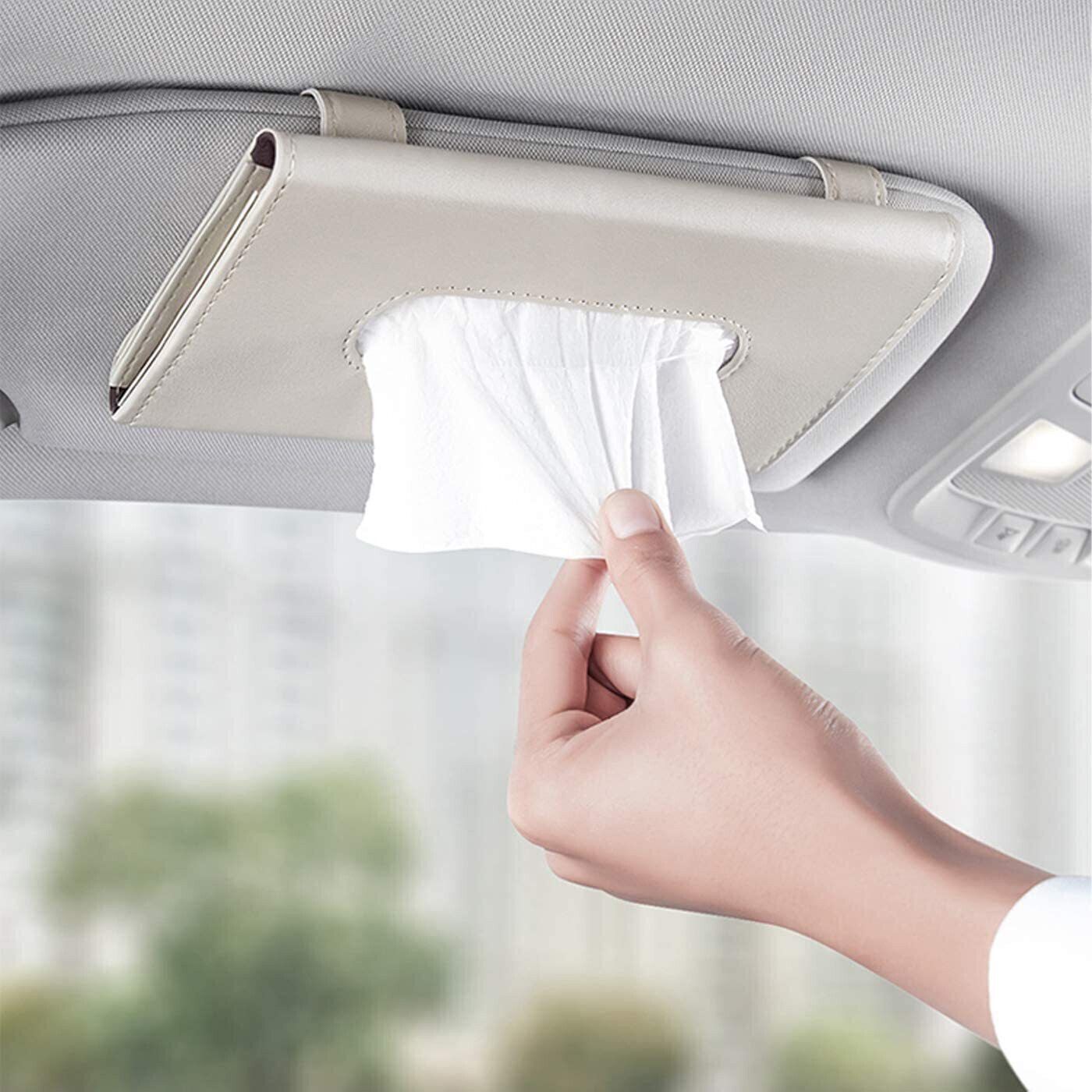 Car Visor Tissue Box Multifunctional Car Tissue Holder PU Leather Backseat Vehicle Tissue Dispenser-image-43