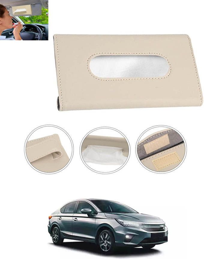 Universal Leatherite Beige Rectangle Tissue Paper Box/Dispencer For Car-62 Vehicle Tissue Dispenser-image-19