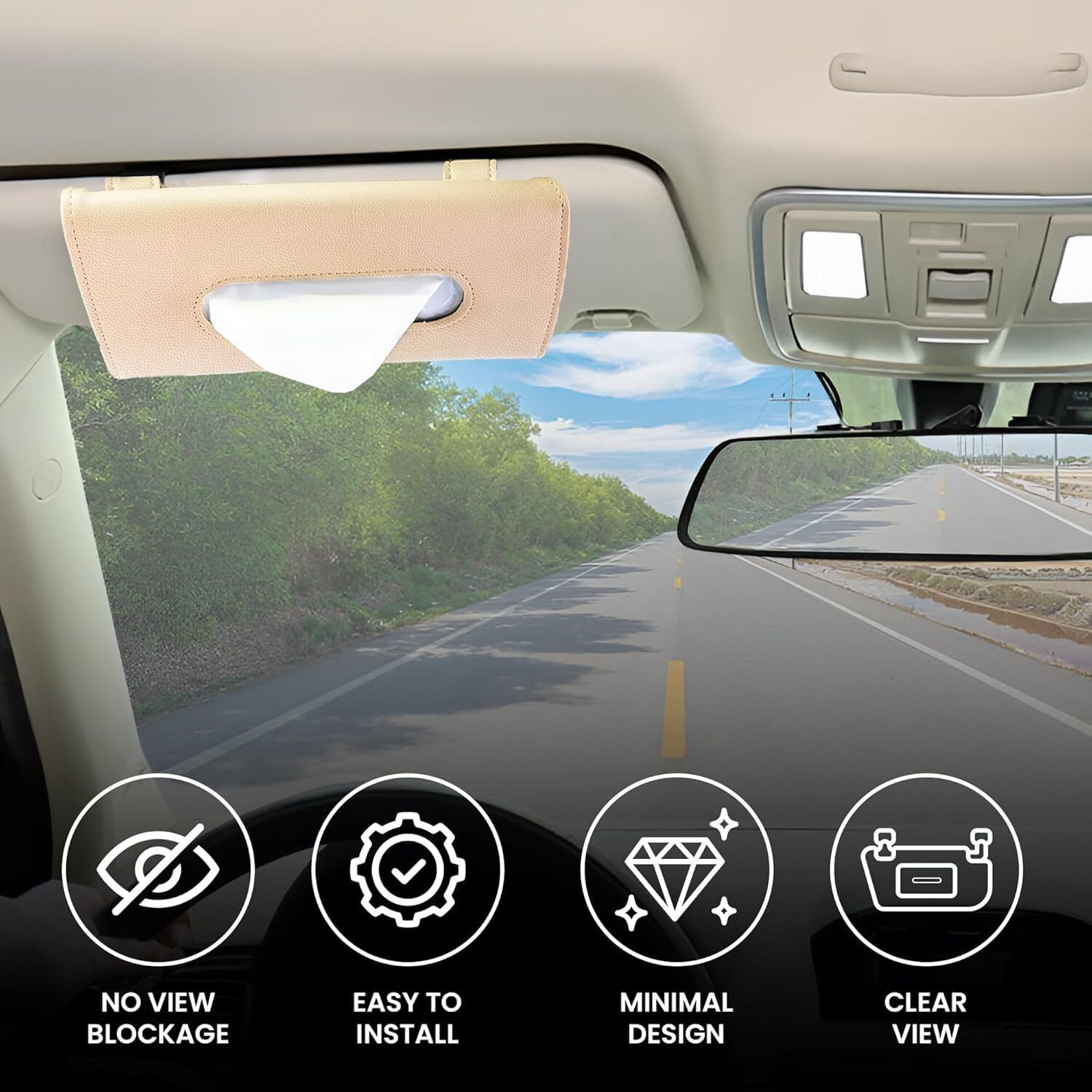 enmora Car Tissue Holder, Sun Visor Napkin Holder, Car Visor Tissue X20 Vehicle Tissue Dispenser-picture-3