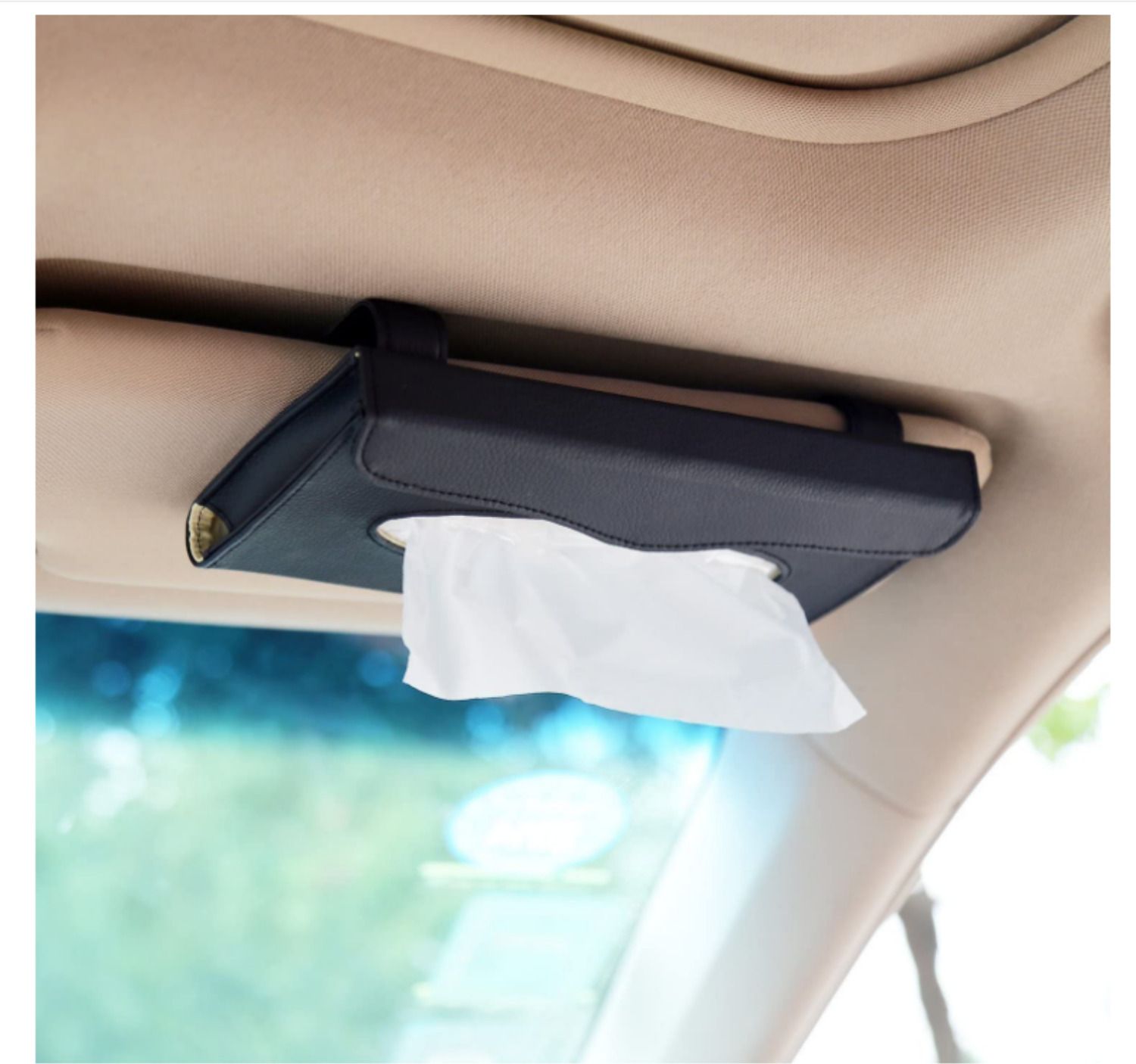 rhtdm Car Tissue Holder, Sun Visor Napkin Holder, Car Visor Tissue Holder (Black) Vehicle Tissue Dispenser-picture-21