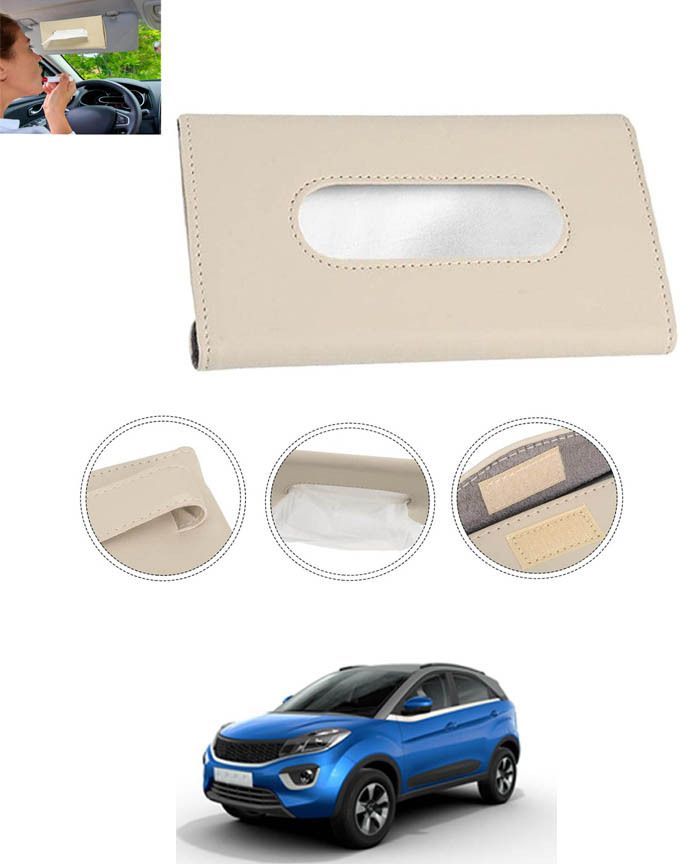 monolive Beige Leatherite Rectangle Shape Fancy Design Tissue Dispencer For Car-109 Vehicle Tissue Dispenser-picture-13