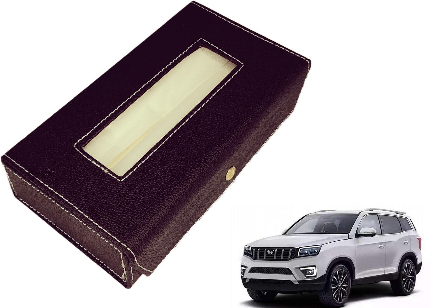 Basic-Black Tissue Box Leatherette-174 Vehicle Tissue Dispenser-image-31