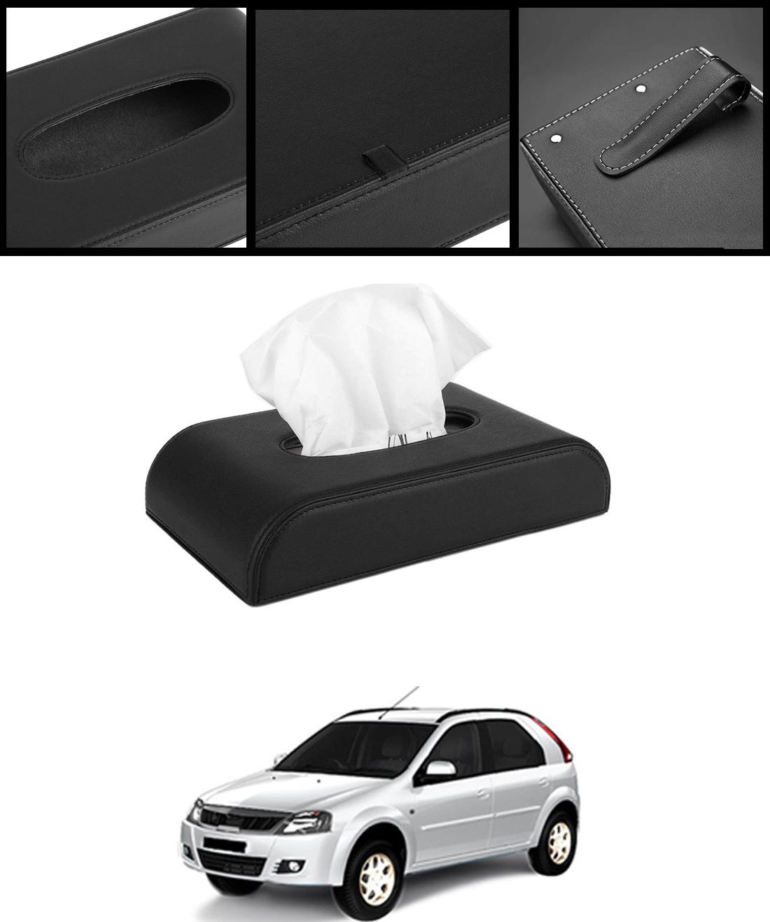 Universal Black D Shape Leatherite Tissue Holder For Car/Home-291 Vehicle Tissue Dispenser-image-49