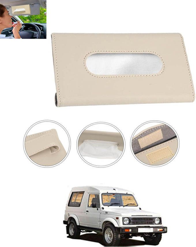 Beige Leatherite Rectangle Shape Fancy Design Tissue Dispencer For Car-39 Vehicle Tissue Dispenser-image-23