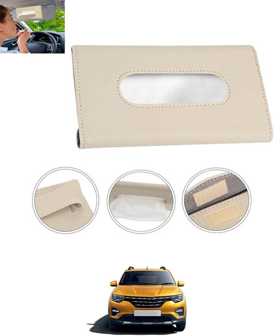 Universal Leatherite Beige Rectangle Tissue Paper Box/Dispencer For Car-277 Vehicle Tissue Dispenser-image-20