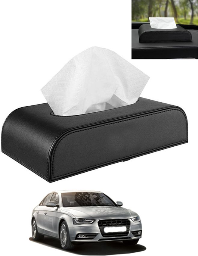Black Tissue Holder Leatherite/Include Tissue/Save Space For Home/Car/Office-184 Vehicle Tissue Dispenser-image-46