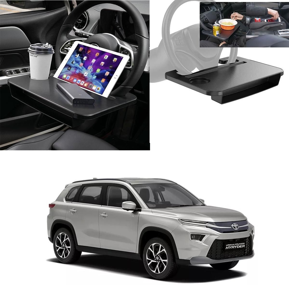 oshotto FT-06 Dual purpose Car Steering Wheel Rack desk For Toyota Urban Cruiser Hyryder Cup Holder Tray Table-picture-15