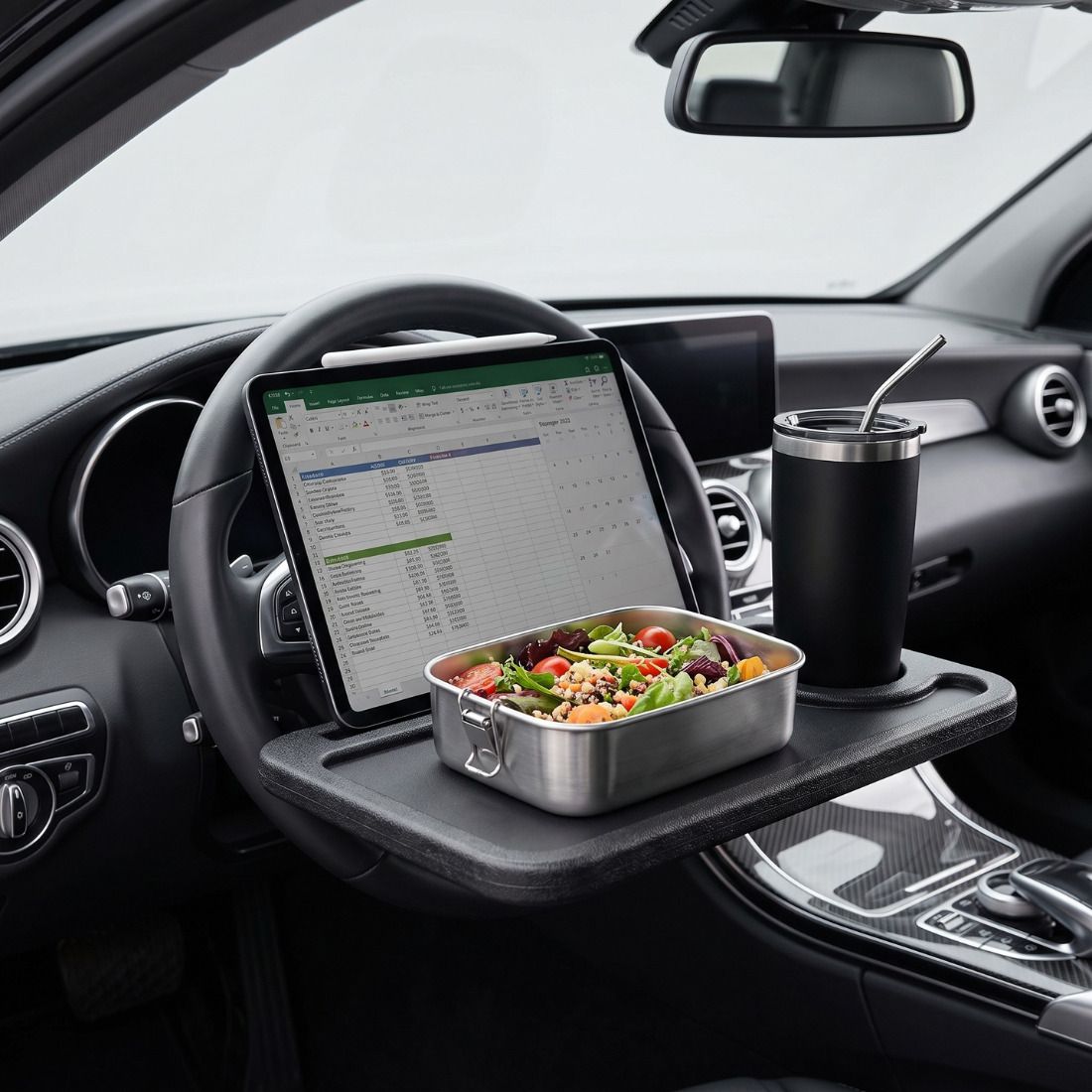 Portable Car Steering Wheel Table Tray with Cup Holder for Car Laptop Cup Holder Tray Table-image-35