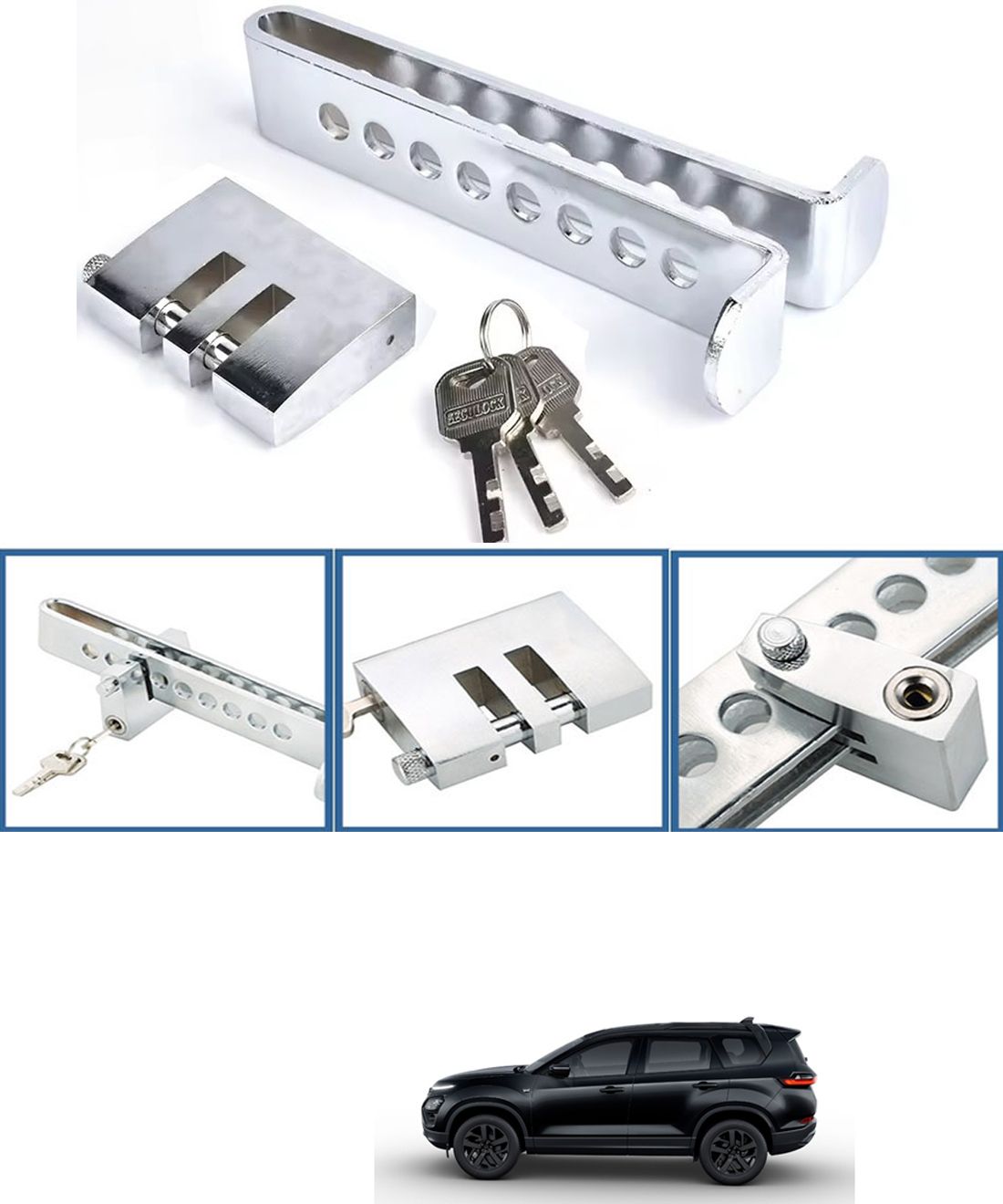 maties Anti-Theft Brake Pedal 8 Holes Wheel Clutch Lock For Vehicle-233 8Hole Anti-Theft Stainless Steel Brake Clutch Pedal Vehicle Security Lock-233 Wheel Lock-picture-12