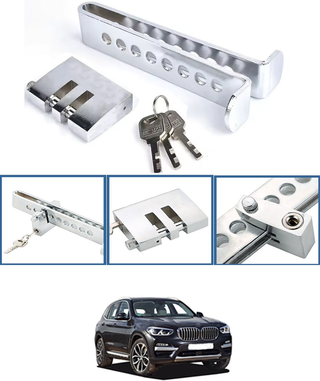 maties Anti-Theft Brake Pedal 8 Holes Wheel Clutch Lock For Vehicle-310 8Hole Anti-Theft Stainless Steel Brake Clutch Pedal Vehicle Security Lock-310 Wheel Lock-picture-13