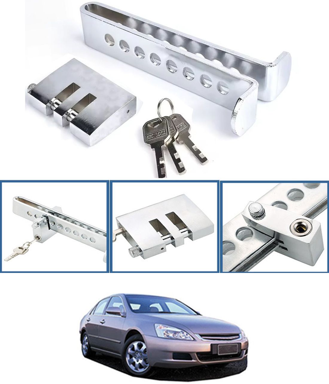 Anti-Theft Brake Pedal 8 Holes Wheel Clutch Lock For Vehicle-04 8Hole Anti-Theft Stainless Steel Brake Clutch Pedal Vehicle Security Lock-04 Wheel Lock-image-36