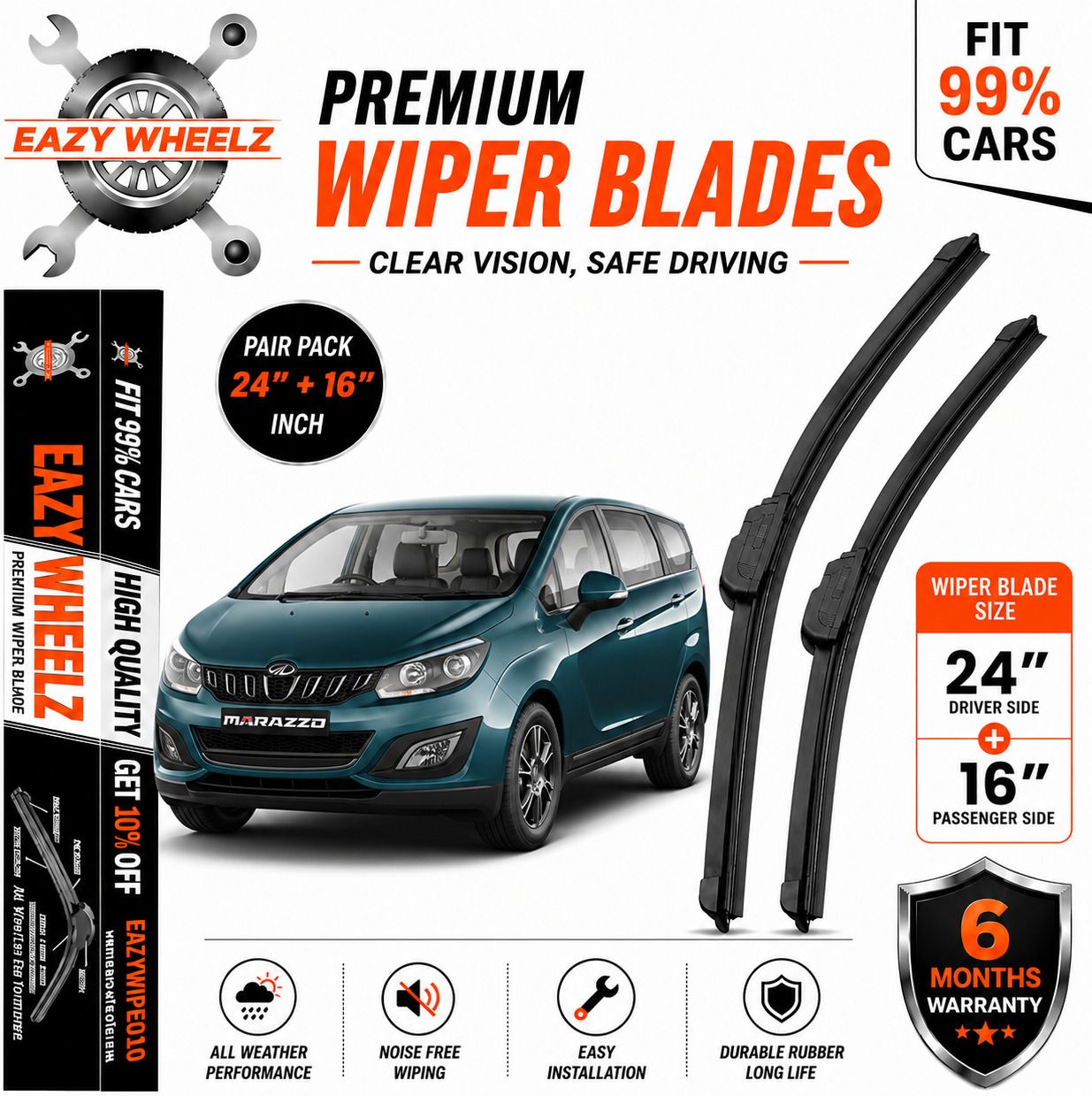 eazy wheelz Windshield Wiper For MAHINDRA Marazzo M2 Diesel-picture-27
