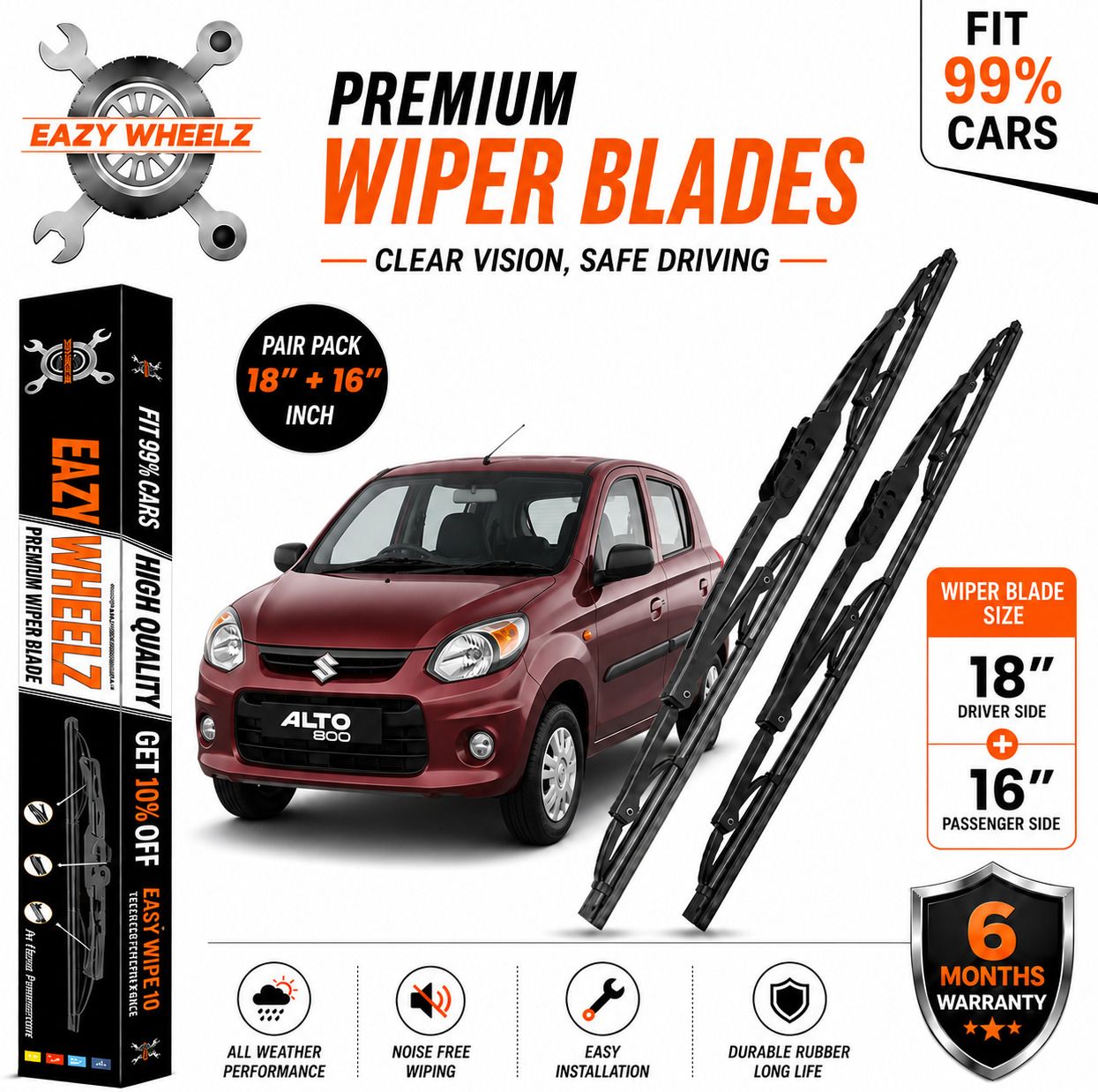 eazy wheelz Windshield Wiper For Maruti Suzuki Alto 800, Alto 800 CNG LX, Alto 800 CNG LXI Optional-picture-18