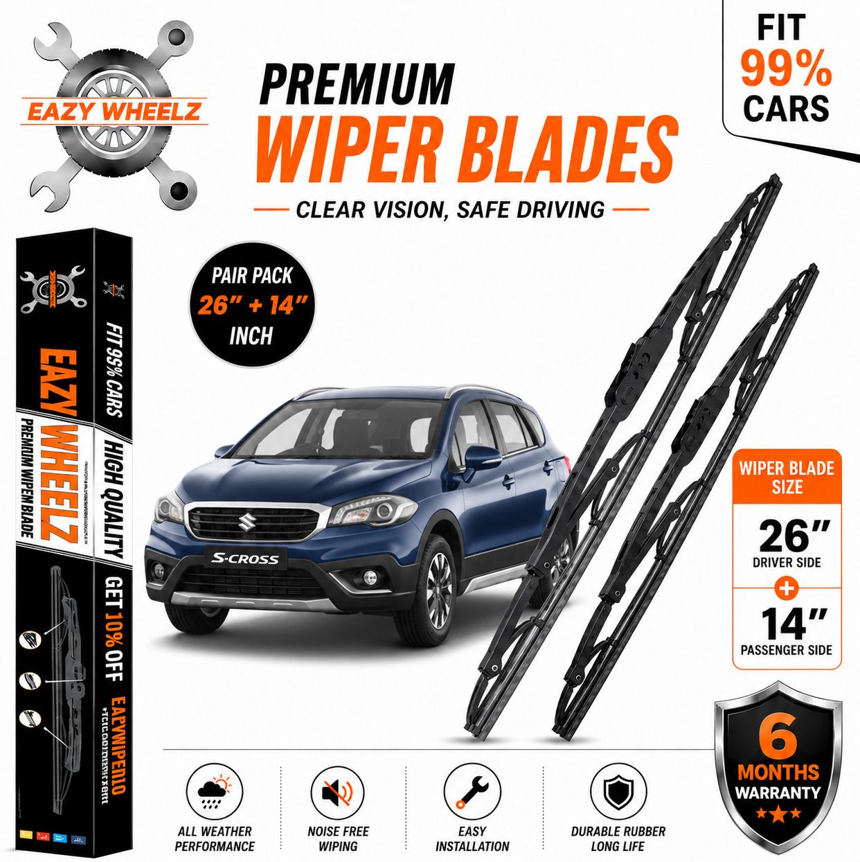 eazy wheelz Windshield Wiper For Maruti S-CROSS, S-Cross DDiS 200 Alpha, S-Cross DDiS 200 Delta, S-Cross DDiS 200 Sigma-picture-24