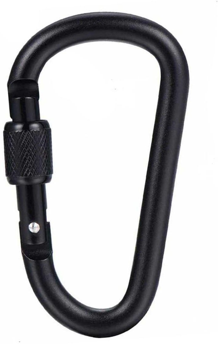 Black Screw Locking Clip Hook D Shape Locking Carabiner