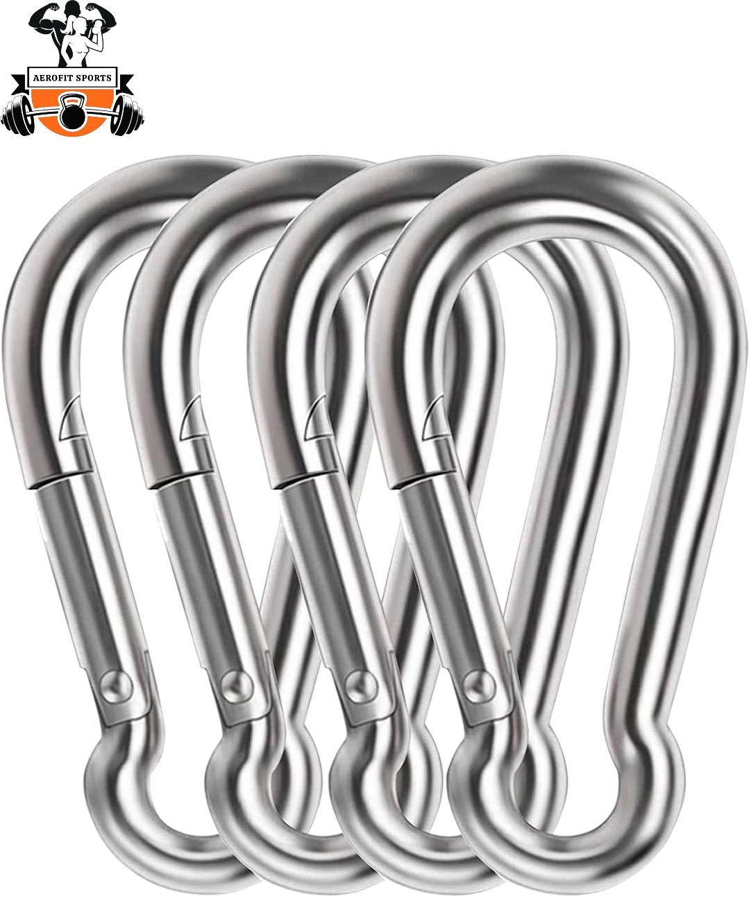 Heavy Duty Carabiner Hook for Gym Cable Machines – Silver, Steel – Pack of 4 Locking Carabiner-image-45