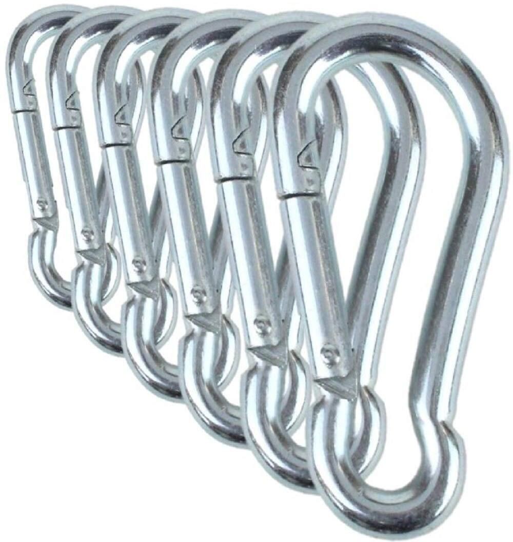 Premium Heavy Duty Steel Spring Snap Hook M8x100mm Multipurpose Locking Carabiner