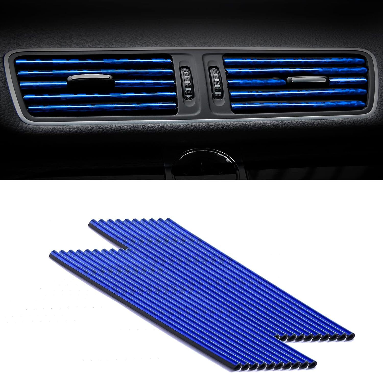 Car Auto Air Conditioner Vent Outlet Trim Strip (Blue) 20 pcs Carabiner-image-13