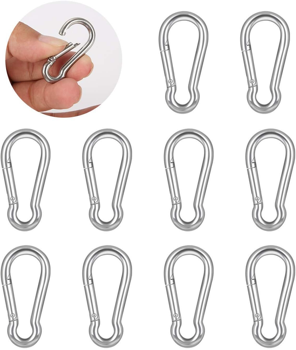 SNAP HOOK 8 MM PACK OF 10 Locking Carabiner (Silver) Locking Carabiner-image-16