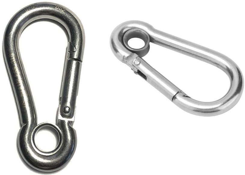sparesdeal Stainless Steel Eye Ring Carabiner Snap Hook 8MM 2 Pcs Heavy Duty Clip Locking Carabiner-picture-28