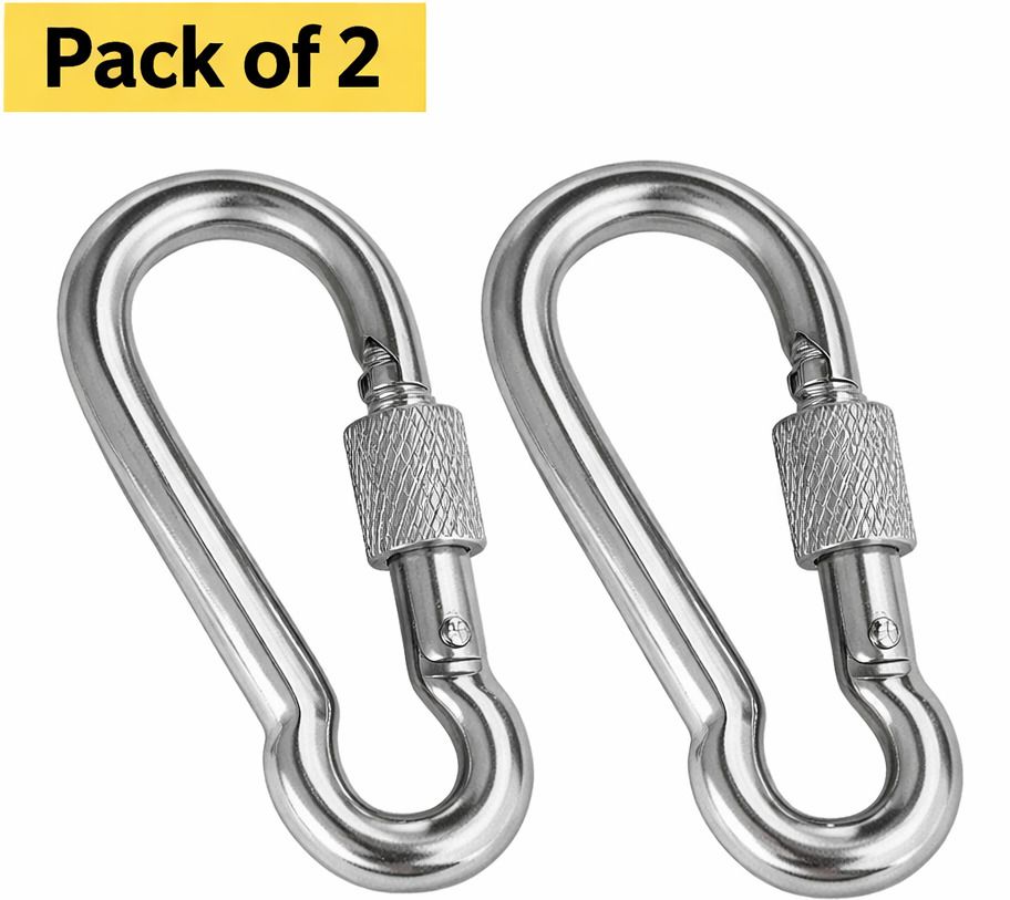 dxjiyaworld Multipurpose Safety Heavy Carabiner Hook|Climbing, Swing, Gym, Rope(Pack of 2) Locking Carabiner-picture-14